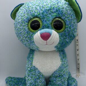 Ty Beanie Boo~Blue/Green~Leona The Leopard~Plush Toy~Large~16 Inches~Collectible